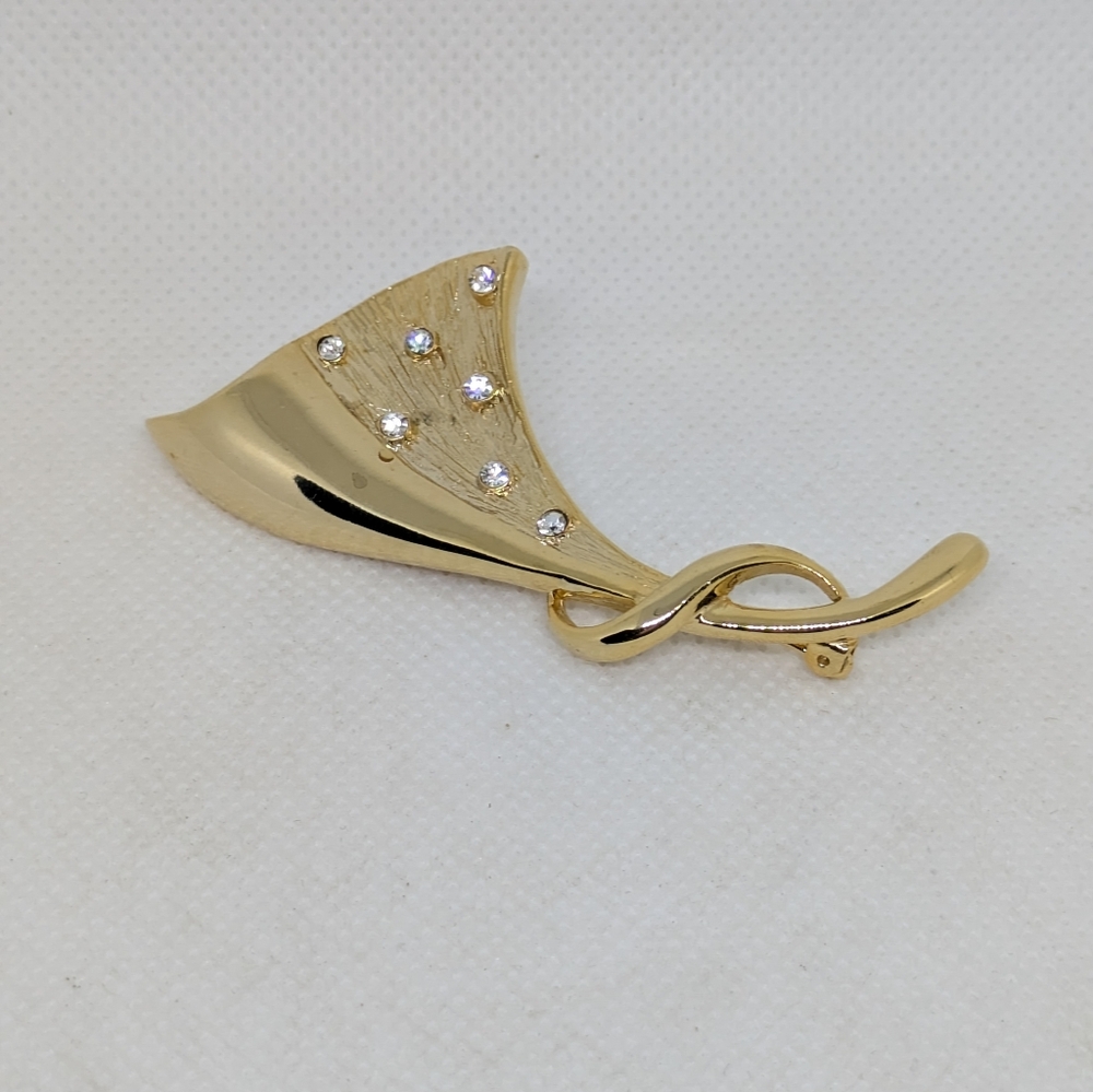 Park Lane Vintage Gold Brooch with Rhinestones Big Elegant Fashion Jewelry Boho